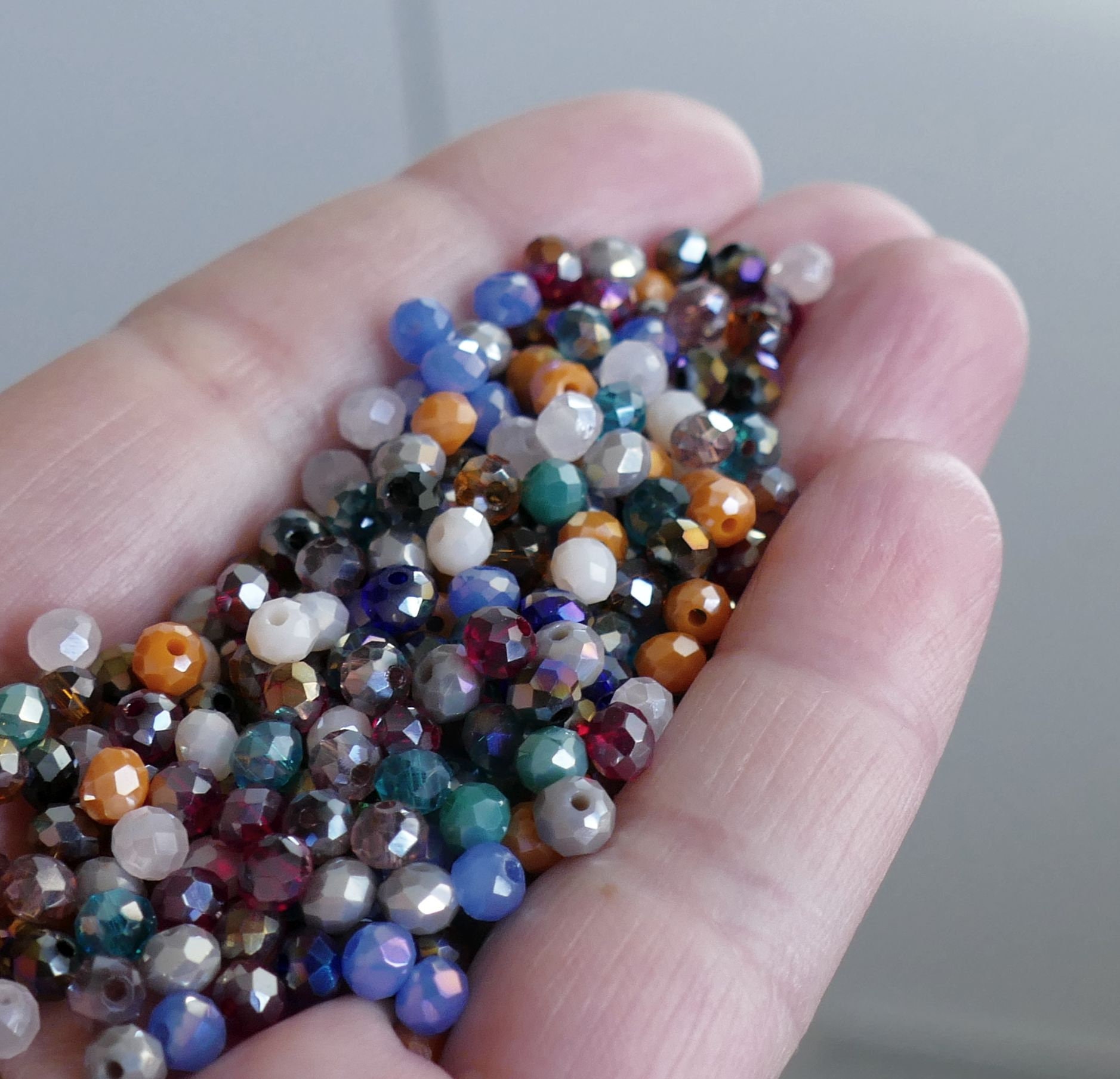 HANDMADE: Mix Iridescent Colorful Glass Beads /small Glass Bead Strand/ Glass  Beads. Q1-1584002117 