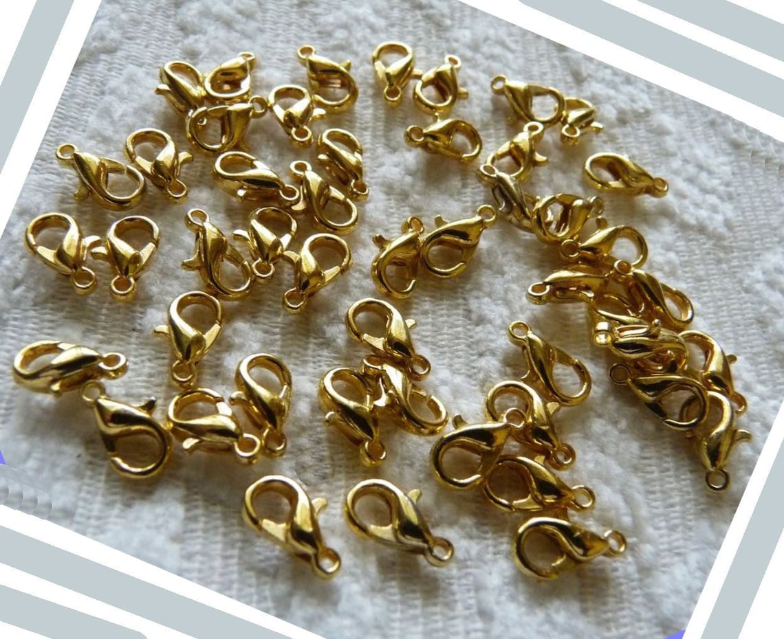 20/50x Gold 10mm Lobster Claw Hook Clasps Small Necklace Etsy