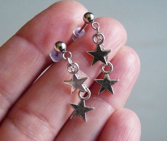 Boucles D'oreilles Puces étoiles Argentées 5mm - Acier Inoxydable Hypoallergénique - Sans Emballage