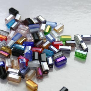 20x Multicolor Rectangle Crystal Beads, Shiny Mixed Glass 8mm Beads, Faceted Crystal Beads, Beading Supplies G238