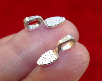 10/20x Silver Spoon Bails, Glue on Pendant Holders, 15x5mm Fused Glass Flat Pendant Bails F137