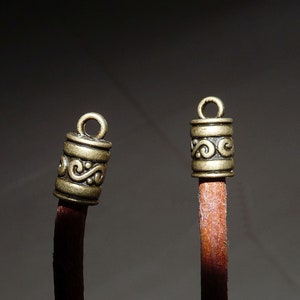 8x Glue in 4mm Cord End Caps, Antique Bronze Tone Round Cord Ending, Bead Stopper, Leather End Caps, Cord End Tip Caps B330