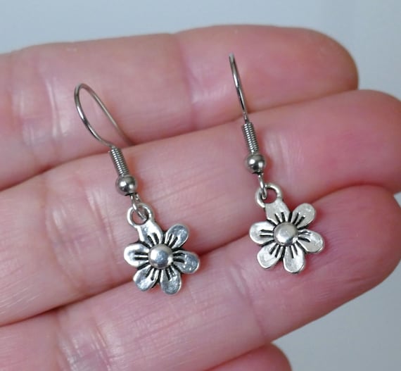 Flower Charm Drop Earrings Hypoallergenic Hook stud Earrings With
