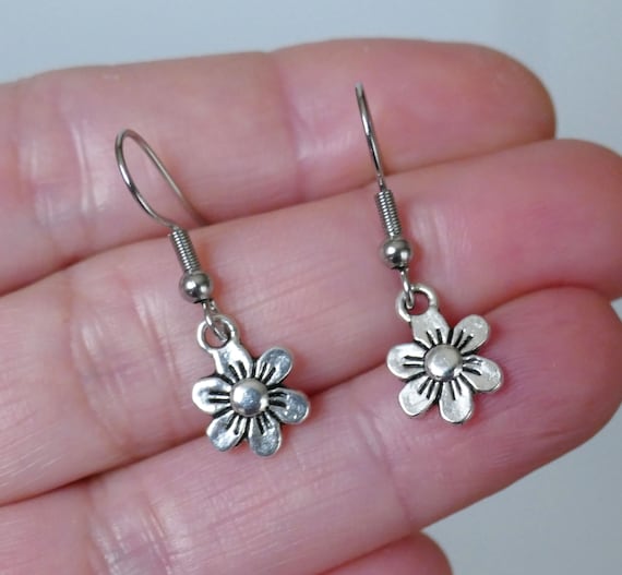 Flower Charm Drop Earrings Hypoallergenic Hook/stud Earrings