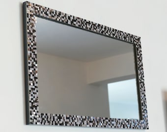 Miroir mural en mosaïque, miroir vertical/horizontal fait main H125