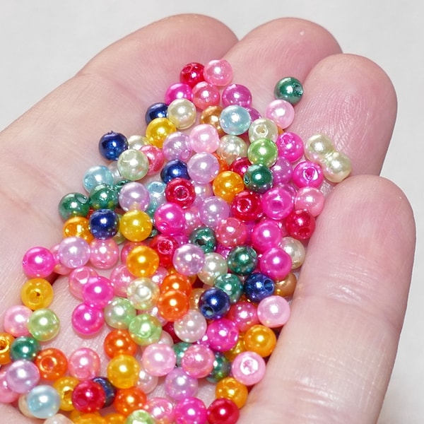 100 perles acryliques colorées mélangées de 4 mm, perles entretoises rondes en plastique D073