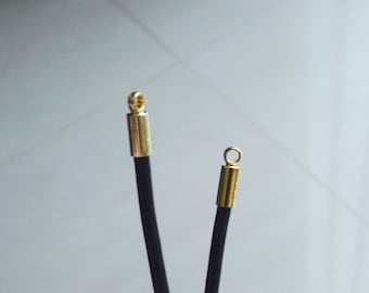 20x Tube Glue in Round Leather Cord End Caps, Gold Color Cord Ending Bead Stoppers G005