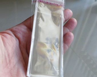 50x Long Clear Plastic Self Adhesive Seal Bag, 5x12cm Cellophane Packaging Transparent Plastic Pouches Bag Sleeves, Jewelry Bags F042