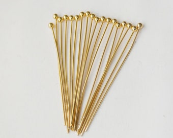 20x Gold Stainless Steel Ball Pins 20–50mm | 21 Gauge Beading Wire H098