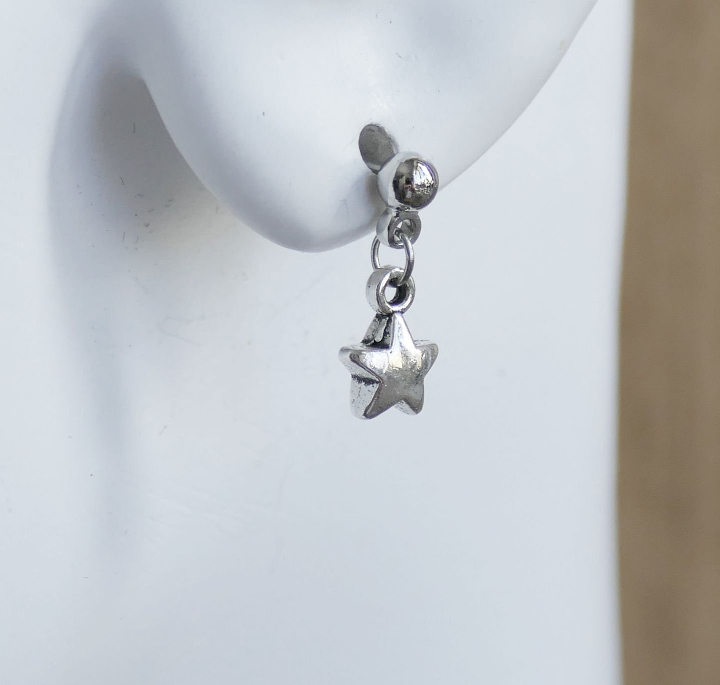 【mimi】TripleArrow Star Earring Curved Sterling Silver Mini Triple Star Cluster Stud Earrings, Star