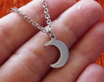 Collana Luna E Stella Acciaio Color Argento - Gocce Di Luna