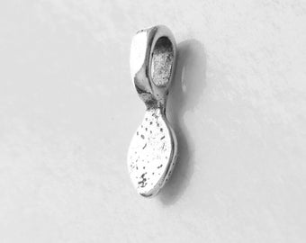 10x kleine lepel lijm op borgringen, antiekzilverkleurige hanger van gesmolten glas/cabochonhouders J113
