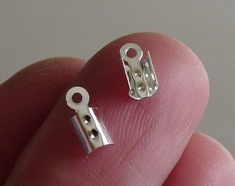 20/50/100x Passend für 2 mm umgefalzte Schnurspitzen Crimpen, 8 x 3 mm silberfarbene Band/Leder/Ketten-Kordelenden (CE14)