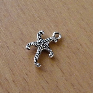 5/10x Starfish Charm, Antique Silver Tone Double Sided Animal Charm U162