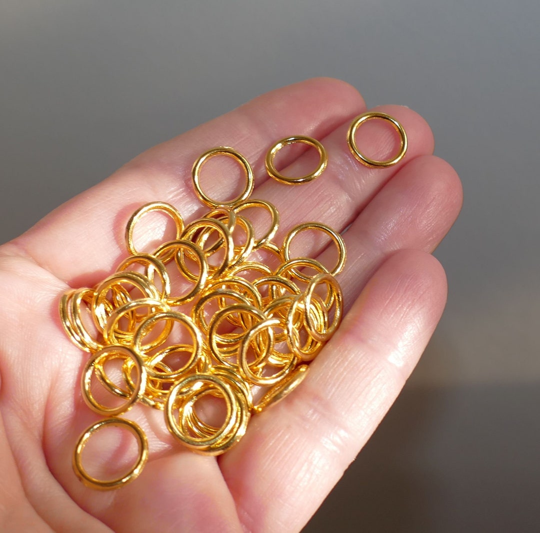 20x Gold 11mm Closed Soldered 15 Gauge Jump Rings, Gold Tone Spacer