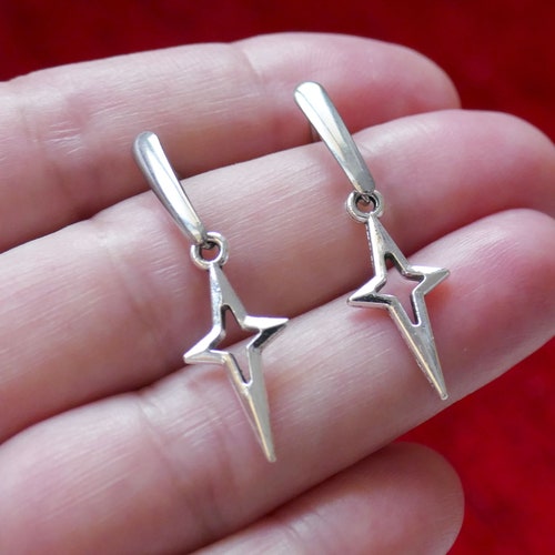 Star Charm Drop Earrings Hypoallergenic Star Stud Earrings Etsy