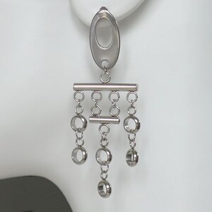 Edelstahl Lange Geometrische Ohrringe - Hypoallergene Moderne Industrielle Ohrringe - Leichte Kreise Schmuck K059