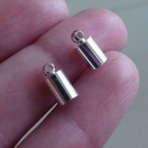 10x Round Leather Cord End, Silver Color Fit 4mm Glue in Cord End Tip Caps B168