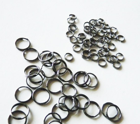 1/4 Inch Black Jump Rings, 100 Black Jump Rings, Gloss Black Jump Rings 