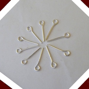 50/100x Eye Head Pins 16mm, Silver Plated Beading Supplies G293