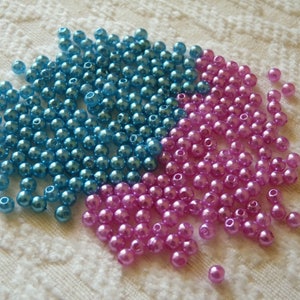 50/100x Pink 4mm round beads, acrylic beading supplies