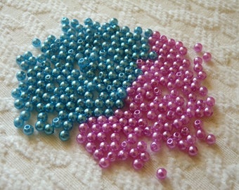 50/100x Pink 4mm round beads, acrylic beading supplies