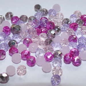 24/48x Multicolor Rondelle Crystal Glass Beads, AB 6mm x 4mm/3mm x 4mm, Beading Supplies G017