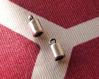 10x Glue in Cord End Caps Fit 3mm Round Leather, Silver Tone Bead Stopper, (C11)