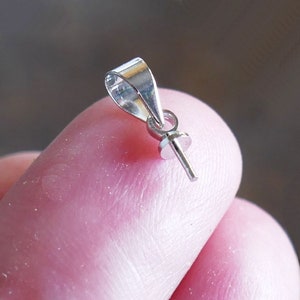 20/50x Bead Bail Cap with Peg, 12mm Eye Pin Bails for Half Drilled Beads, Silver Tone Earring Connectors C591