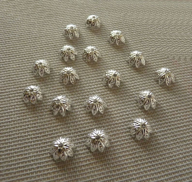 Silver Bead Caps Silver Plated Flower Bead Caps End Spacer Etsy