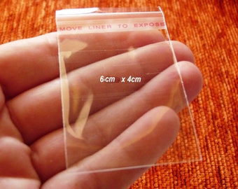 50x Clear Plastic Self Adhesive Seal Bag, Transparent 6x4cm Cello Packaging Pouches C626