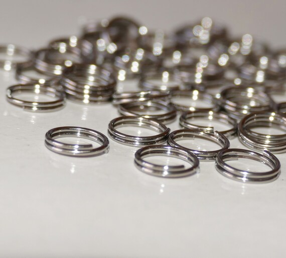 Steel Nickel Plated Open Double Split Key Jump Ring Connector 4/5/6/8/10/12/14mm 