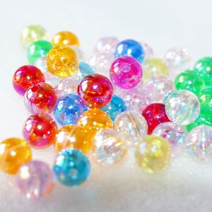 30x Rainbow Round 8mm Acrylic Beads, Mixed Colorful Shiny AB Beads, Loose Beads, Beading Supplies C768