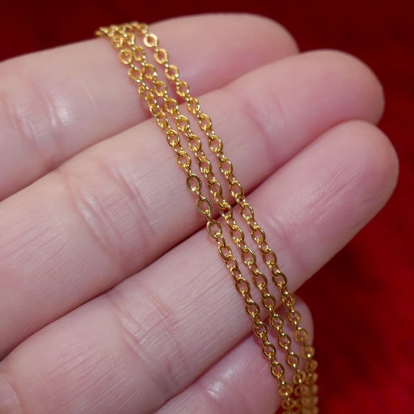2x Basic Chain Stainless Steel Bracelet, Gold High Quality Simple Chain Bracelet G209