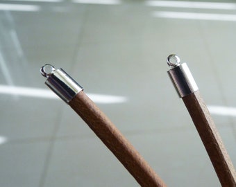 10/20x Silver Cord End Cap Tips, Fit 5mm Kumihimo Leather Cord Glue in Silver Color End Cap D002