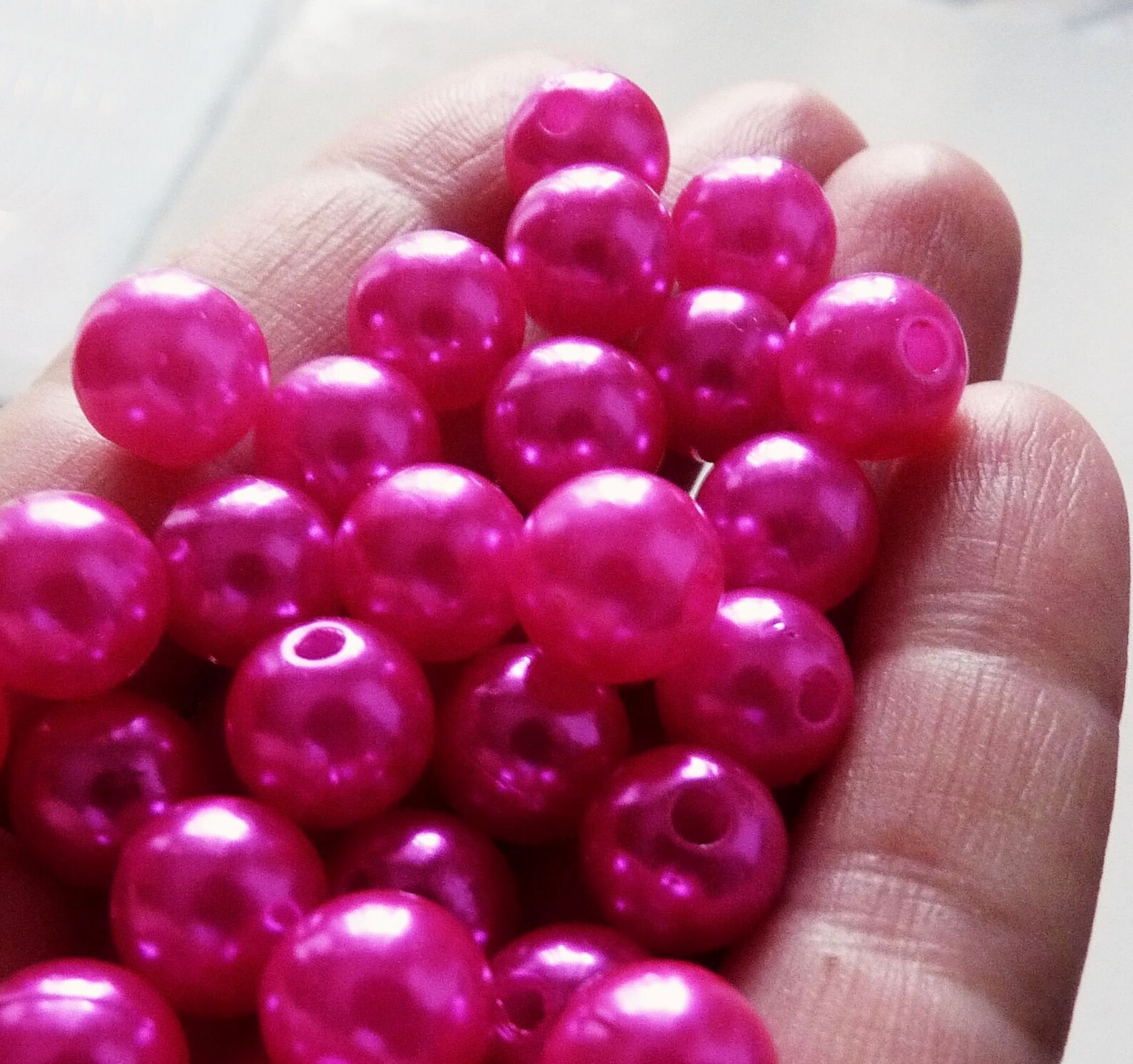 50x Pink Beads Acrylic Pearl Beads 10mm Hot Pink Beads Faux Etsy