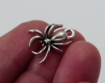 Spider Charm, Charm for Bracelet, Animal Charm, Charm for Necklace, Antique Silver Tone Spider Charms,  Jewelry Findings B166