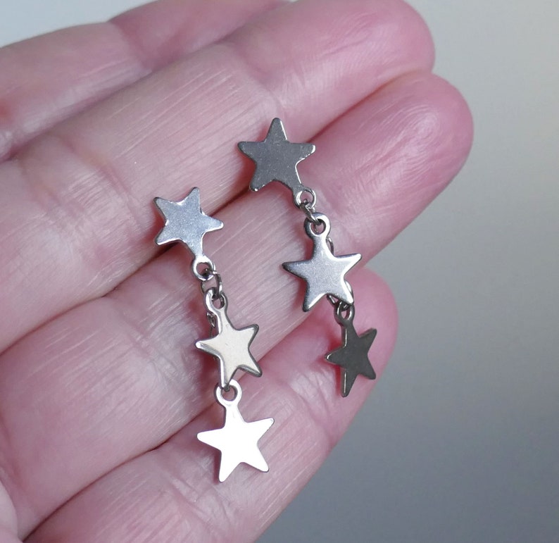 Star Hanging Hypoallergenic Stud Earrings, Free Shipping C539 image 5