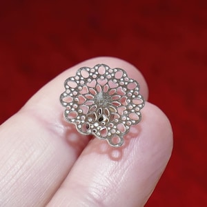 4x Flower Filigree Earring Studs with Loop, High Quality Stainless Steel Ear Pin Bar Post Findings + Butterfly Backs G022