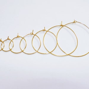 10x Stainless Steel Hoop Earring Wire, Gold Big Circle Loop Hooks with Clasps, 8 Sizes Earring Wires G356