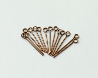 50x Copper 20mm Eye Pins for Beading, Free Shipping H122