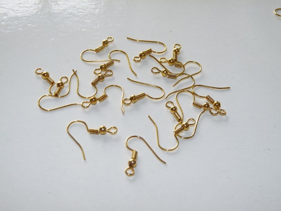 20-50pcs Gold Stainless Steel Hypoallergenic Earring Hooks Fish
