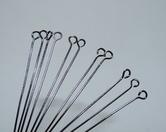 20/50x Black 60mm Eye Pins, 2.3 inch long Gunmetal Black Pins, Beading Supplies