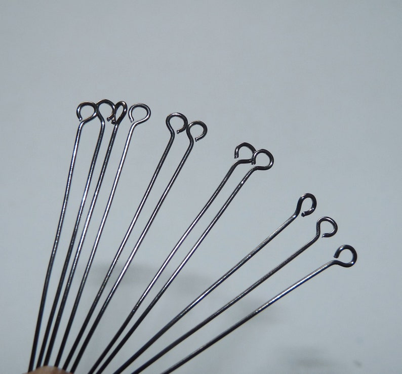 20/50x Black 60mm Eye Pins, 2.3 inch long Gunmetal Black Pins, Beading Supplies image 1