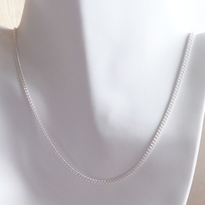 2x Curb link Necklace Chain 17 inches Long with lobster Claw Clasp Closure, Silver Color B013