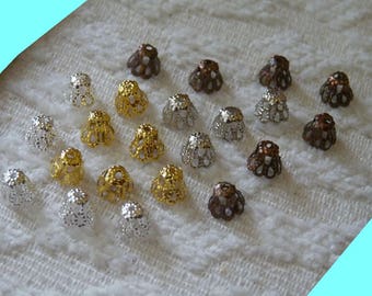 20/50/100x Filigraan Bloem 6mm Bell Bead Caps, Goud/Zilver/Koper/Donker Zilver Tone Sierlijke Holle Kraal Einde spacers, Metalen Kralen