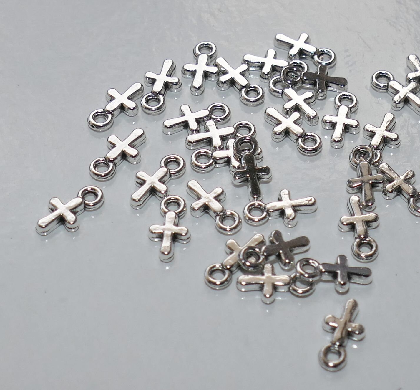 10x Small Cross Charms for Necklaces Religious Pendant Earring
