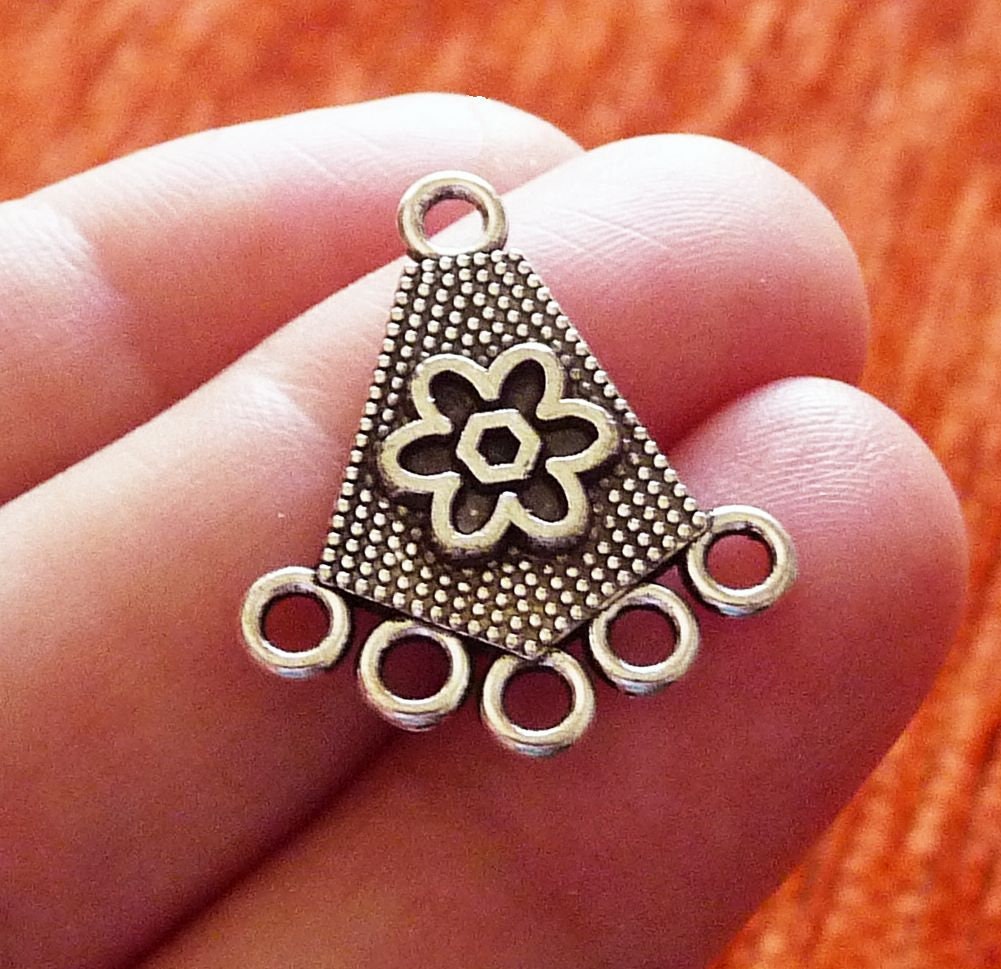 Jewelry Making & Beading Jewelry & Beauty 2x Flower Chandelier 5 Hole Earring Connector Antique