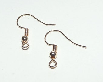 20/50/100x Champagne Gold tone Earring Wires French Hooks, Fish Hook, Ball and Coil Ear Wire D256