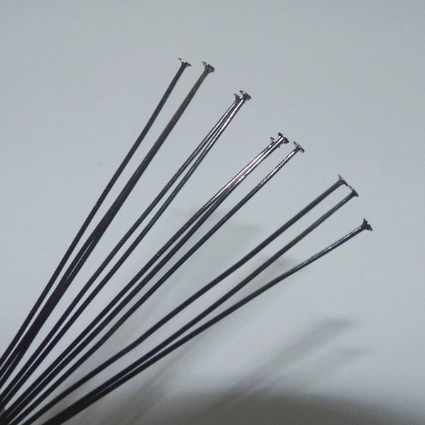 Black Head Pins, 2.75 inch long Flat Head Pins, 70mm Gunmetal Black Pins, Beading Supplies B219